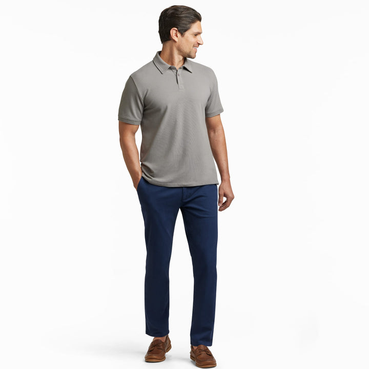 Ash & Erie Grey Pique Polo Shirt for Short Men   Short Sleeve Polo Shirt