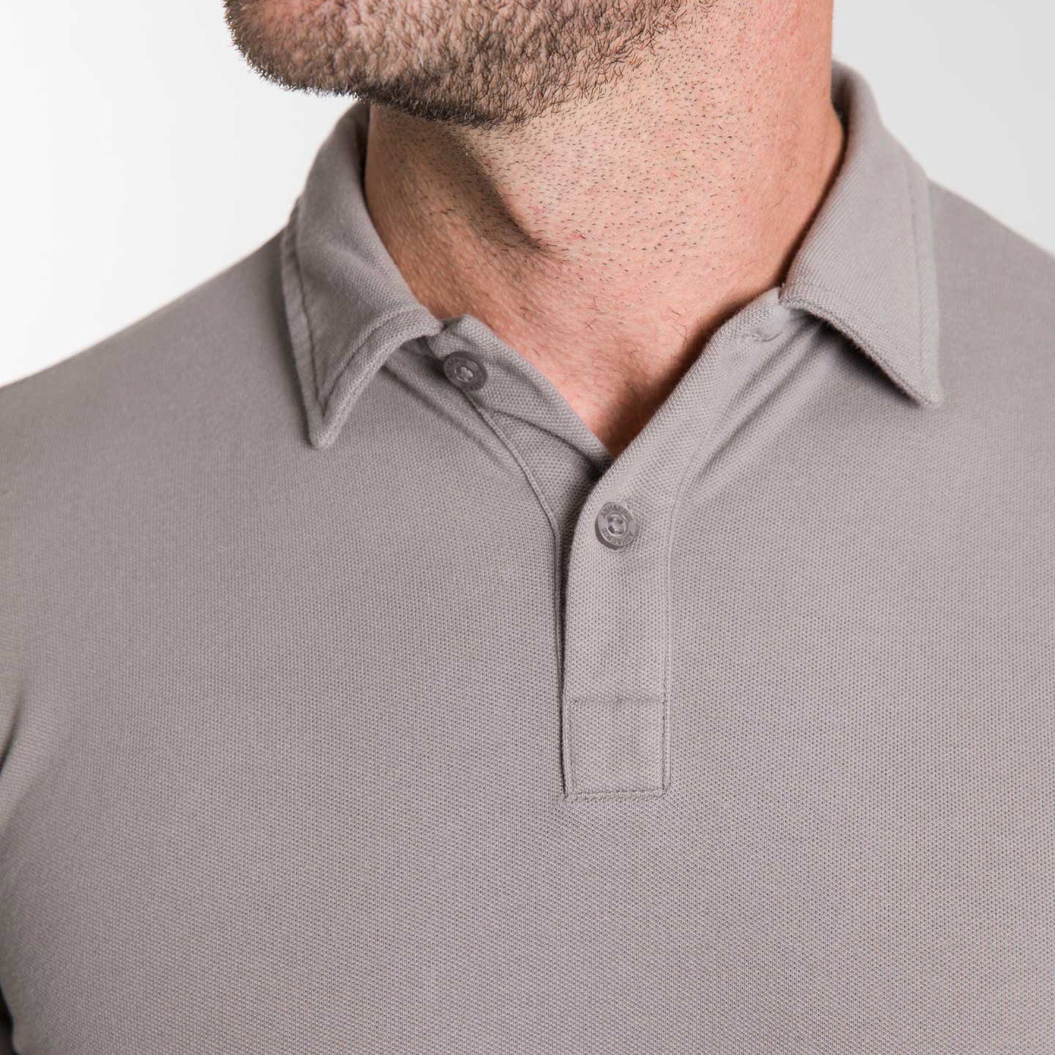 AEROPOSTALE Men Grey Short Sleeve Heathered Pique Polo Shirt