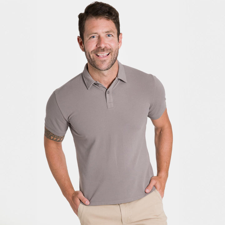 Ash & Erie Grey Pique Polo Shirt for Short Men   Short Sleeve Polo Shirt