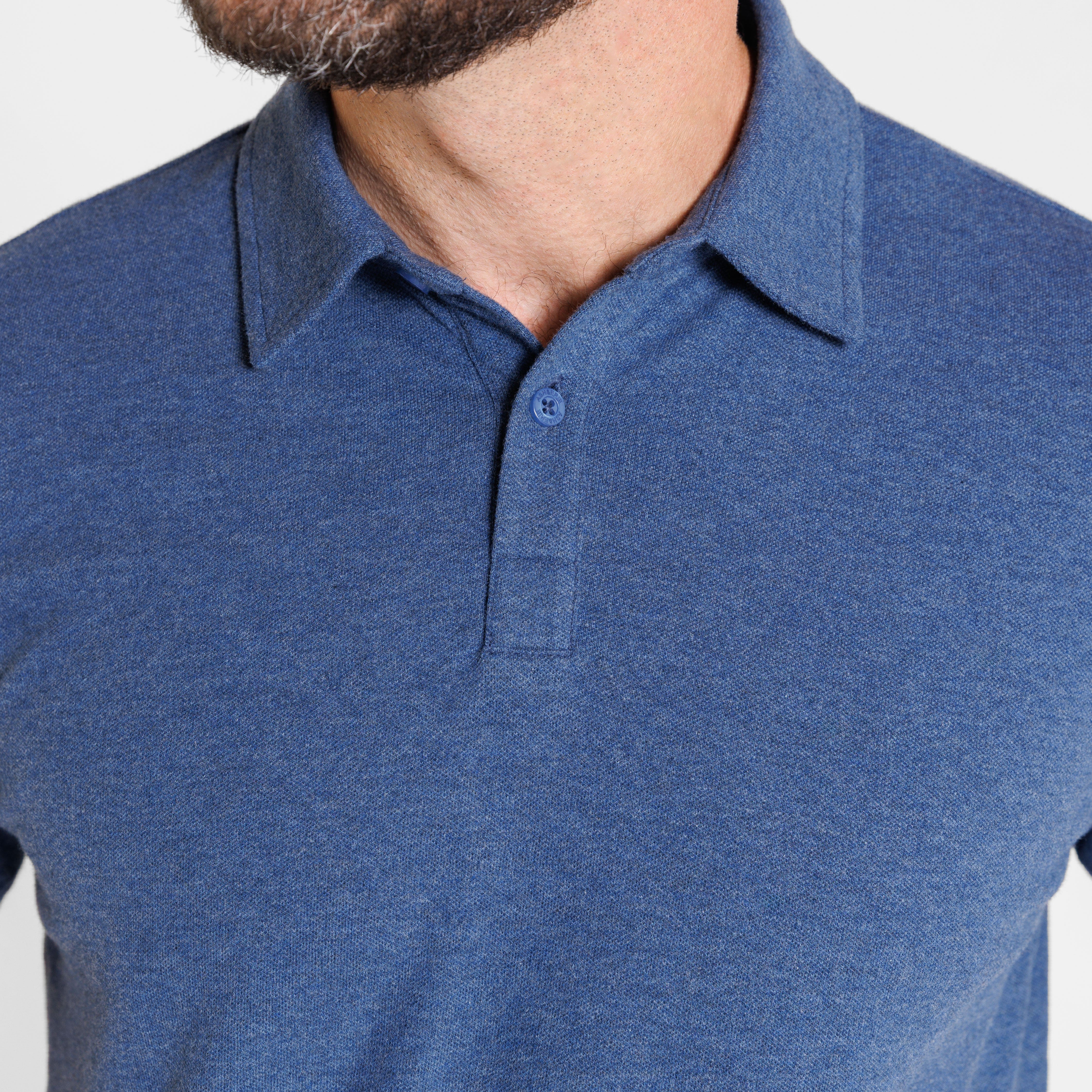 Ash & Erie Heather Blue Pique Polo Shirt for Short Men   Short Sleeve Polo Shirt
