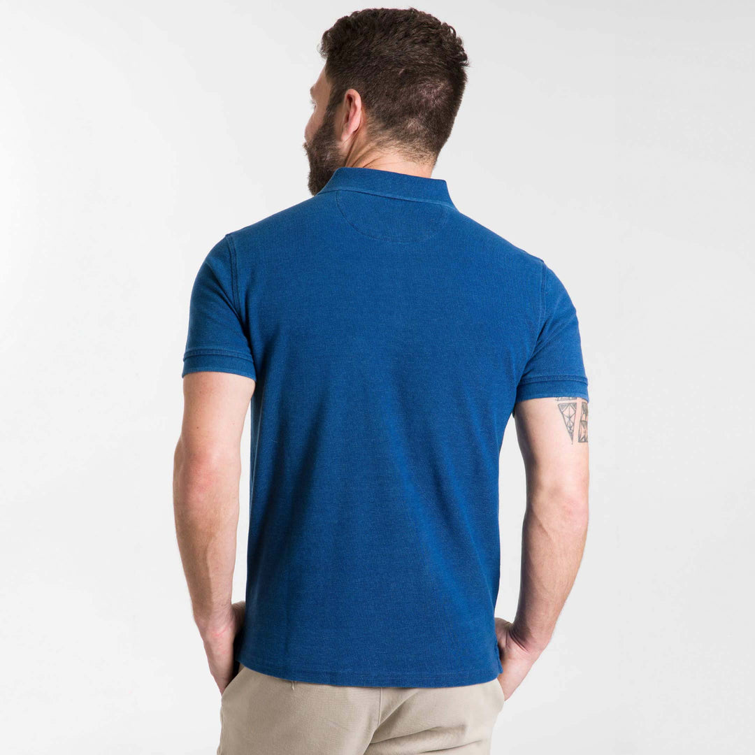 Ash & Erie Indigo Dyed Pique Polo Shirt for Short Men   Short Sleeve Polo Shirt
