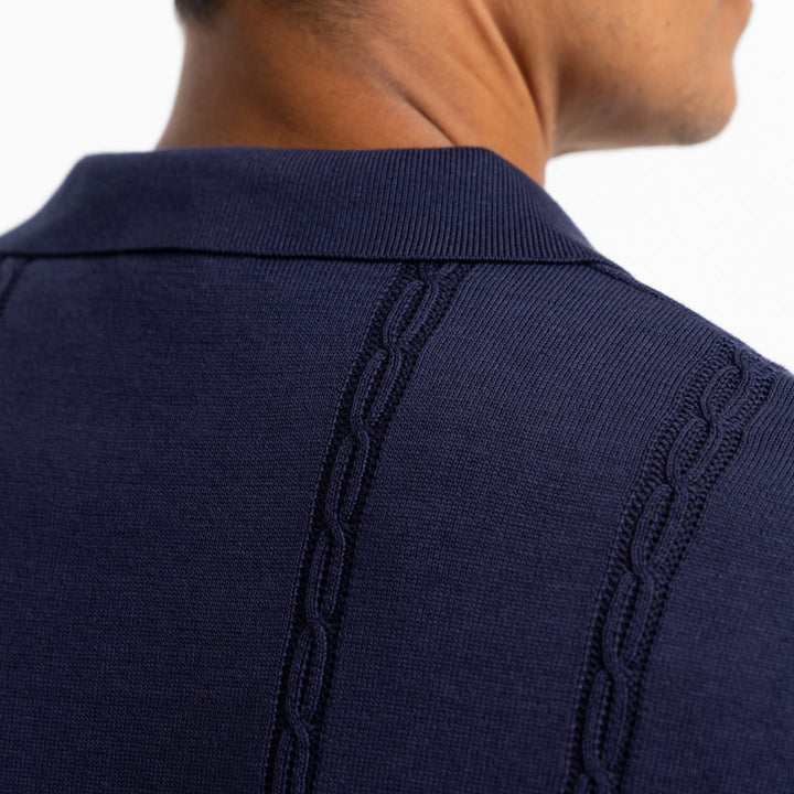 Ash & Erie Navy Knit Polo Shirt for Short Men   Short Sleeve Polo Shirt