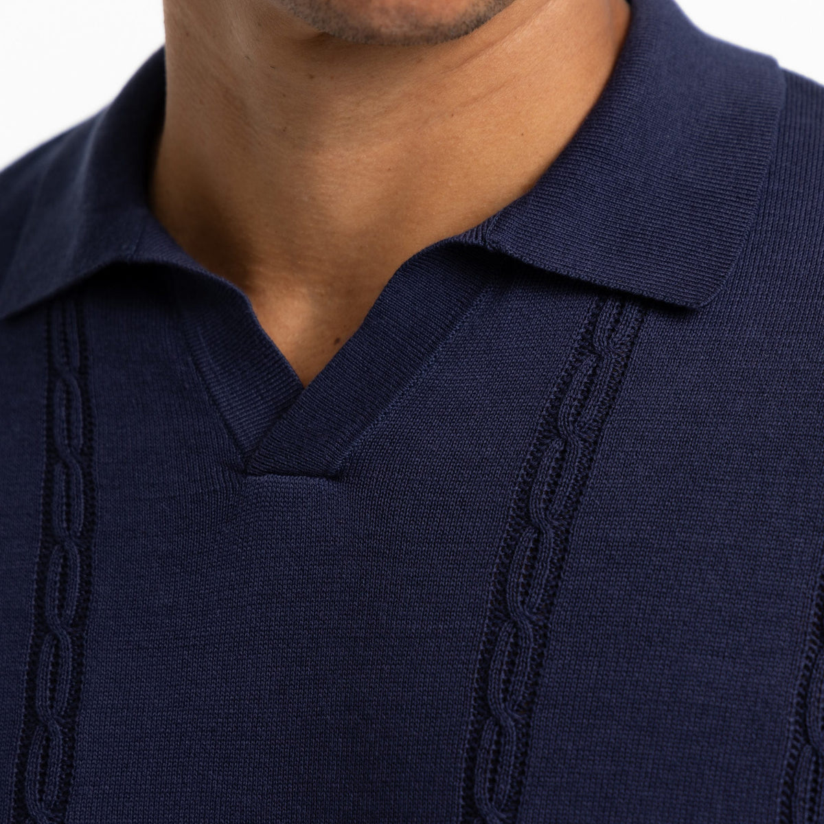 Ash & Erie Navy Knit Polo Shirt for Short Men