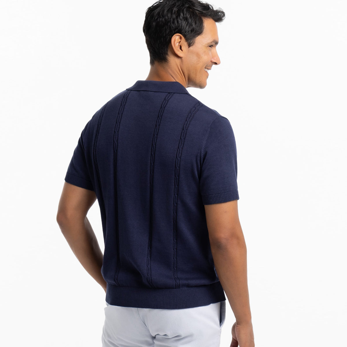 Ash & Erie Navy Knit Polo Shirt for Short Men