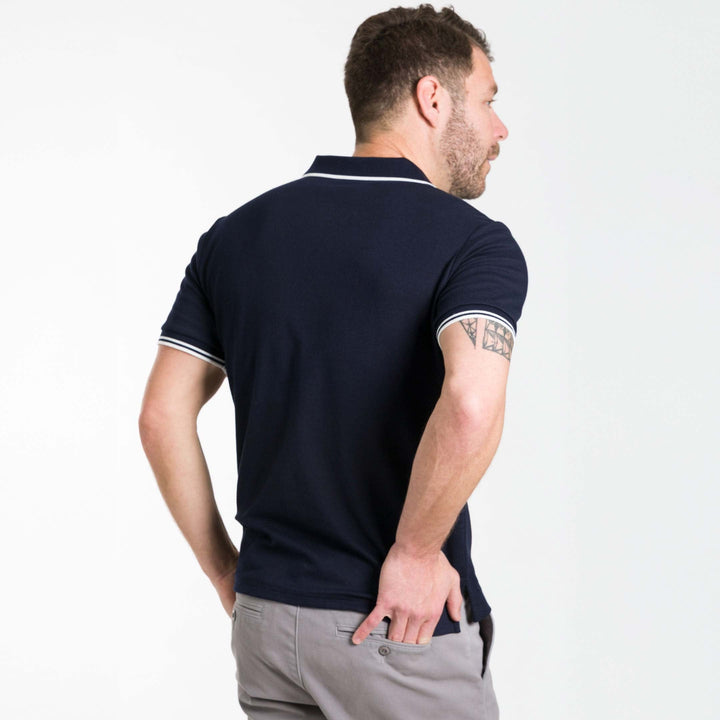 Ash & Erie Navy Micro Pique Polo Shirt for Short Men   Short Sleeve Polo Shirt