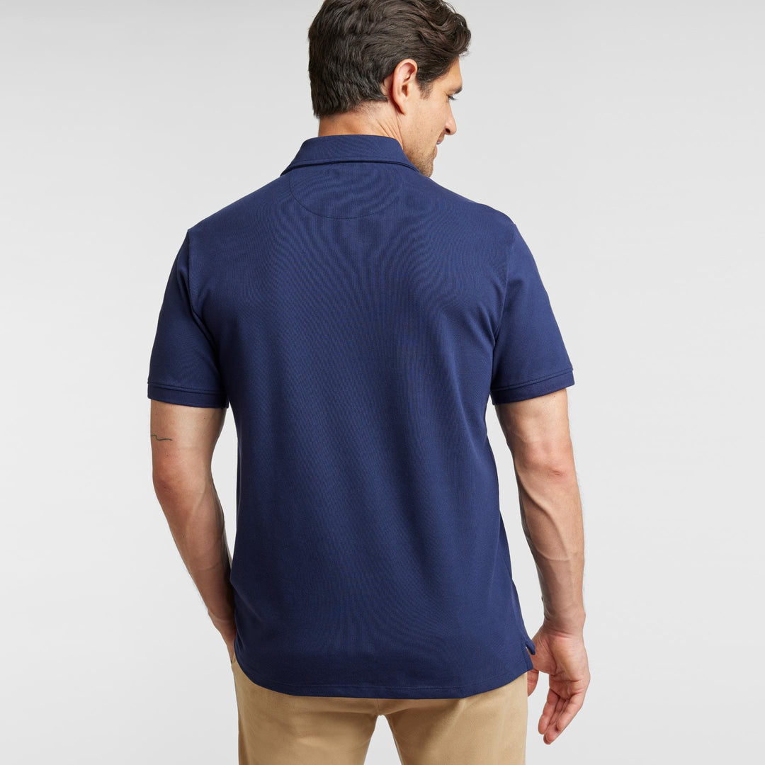 Ash & Erie Navy Pique Polo Shirt for Short Men   Short Sleeve Polo Shirt