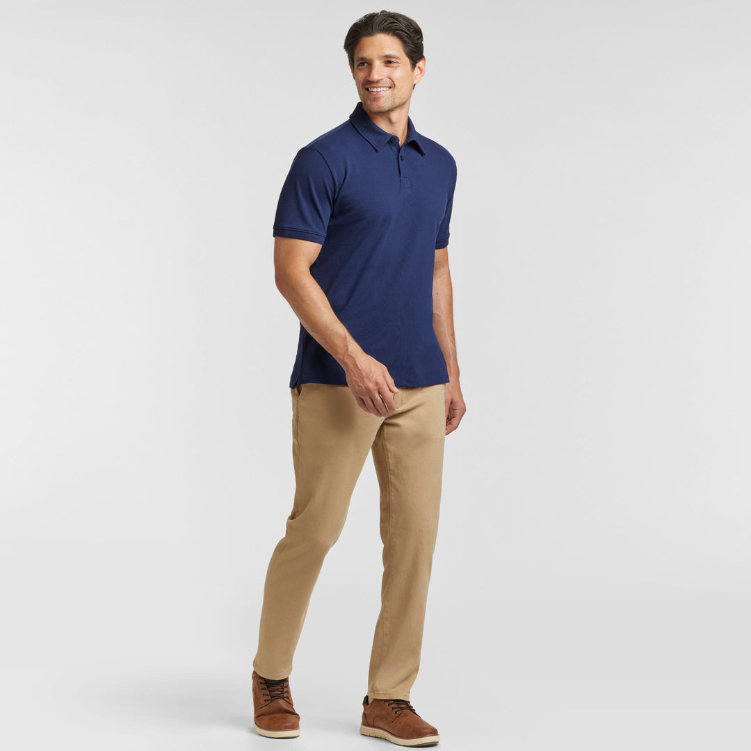 Ash & Erie Navy Pique Polo Shirt for Short Men   Short Sleeve Polo Shirt