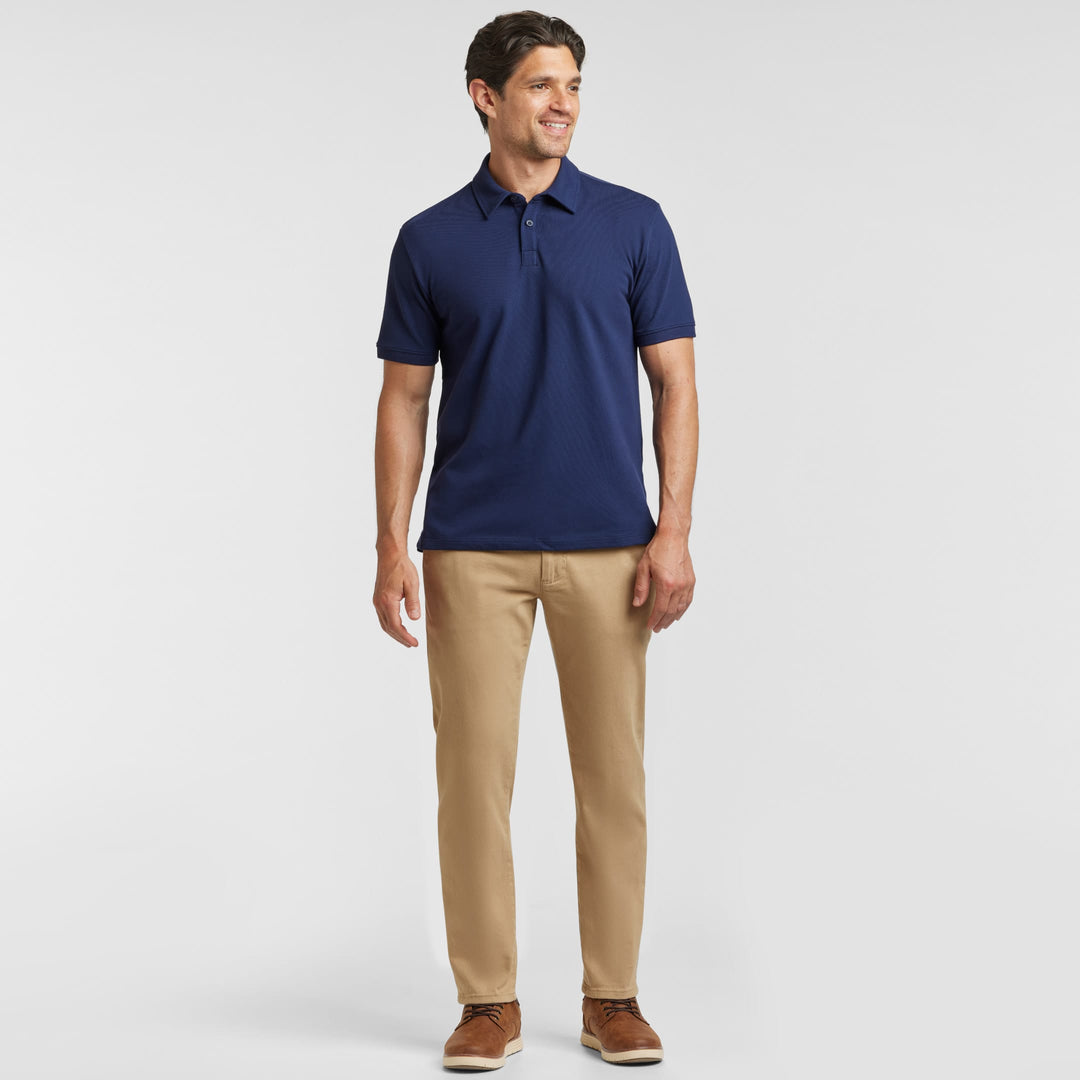 Ash & Erie Navy Pique Polo Shirt for Short Men   Short Sleeve Polo Shirt