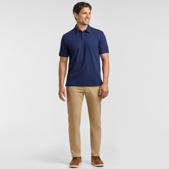 Ash & Erie Navy Pique Polo Shirt for Short Men   Short Sleeve Polo Shirt