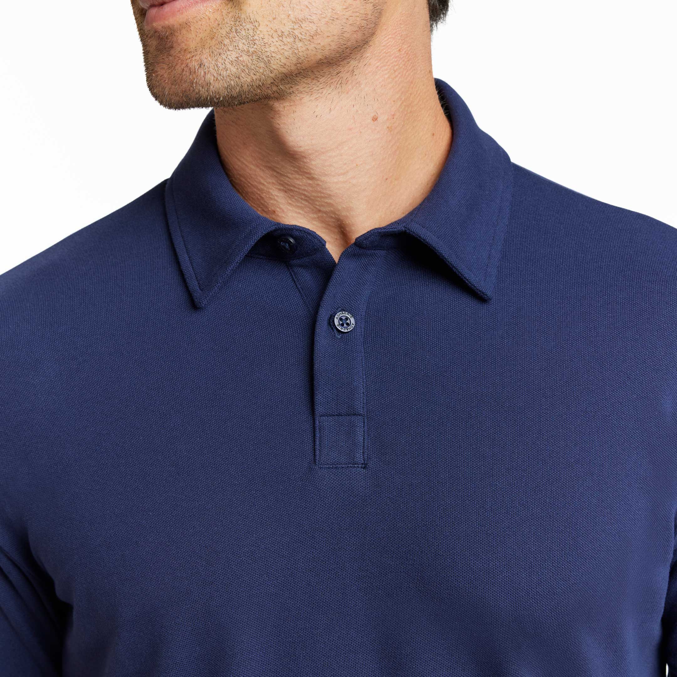 Ash & Erie Navy Pique Polo Shirt for Short Men   Short Sleeve Polo Shirt