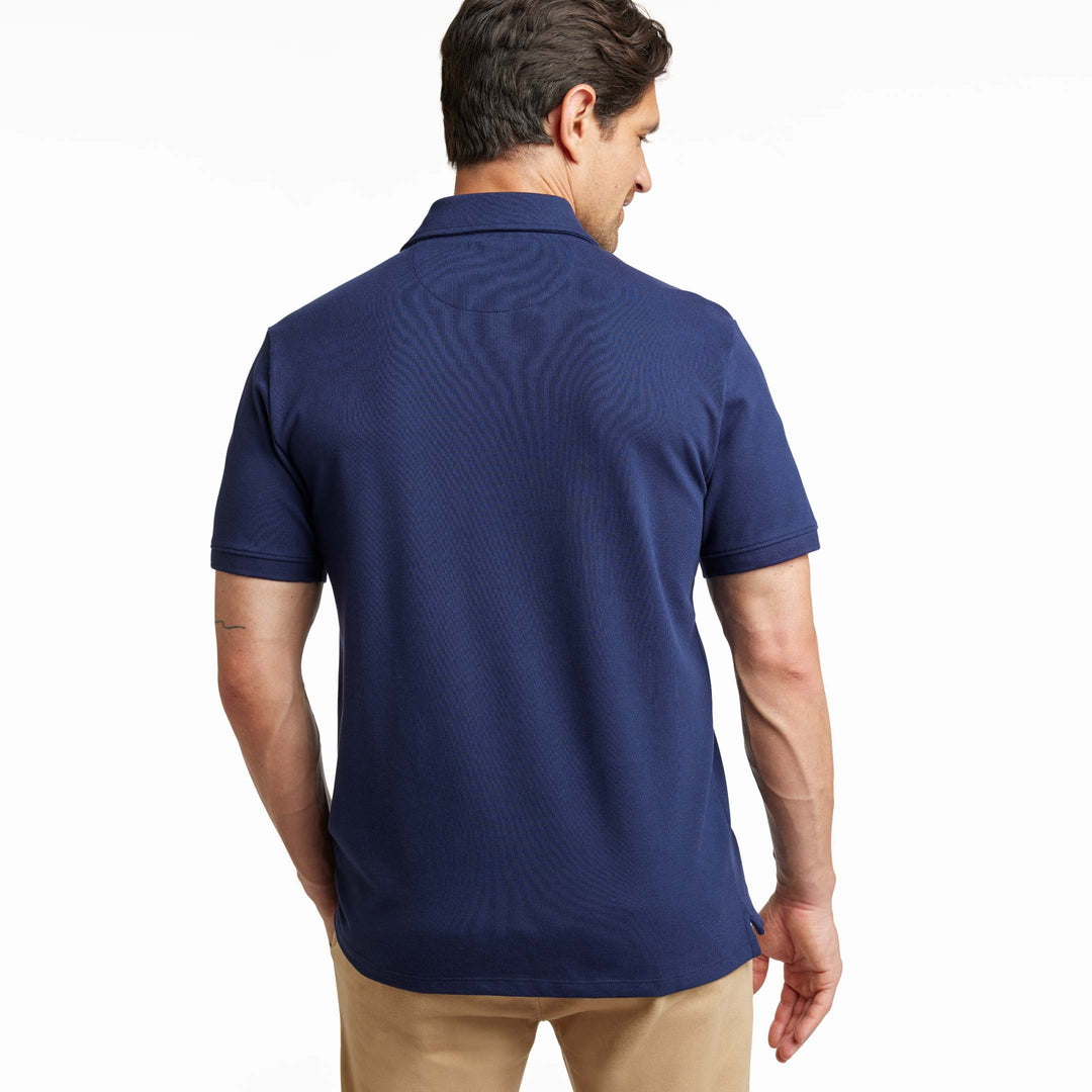 Ash & Erie Navy Pique Polo Shirt for Short Men   Short Sleeve Polo Shirt