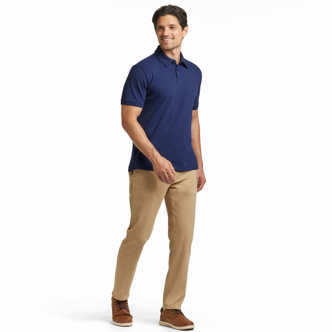 Ash & Erie Navy Pique Polo Shirt for Short Men   Short Sleeve Polo Shirt