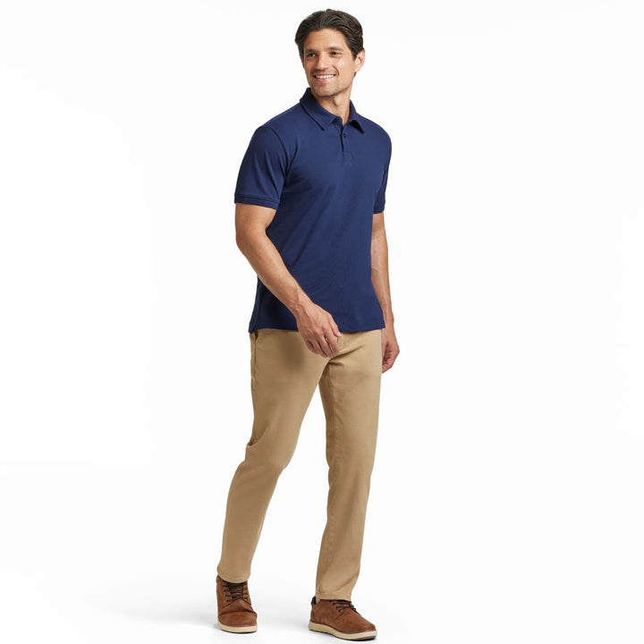 Ash & Erie Navy Pique Polo Shirt for Short Men   Short Sleeve Polo Shirt