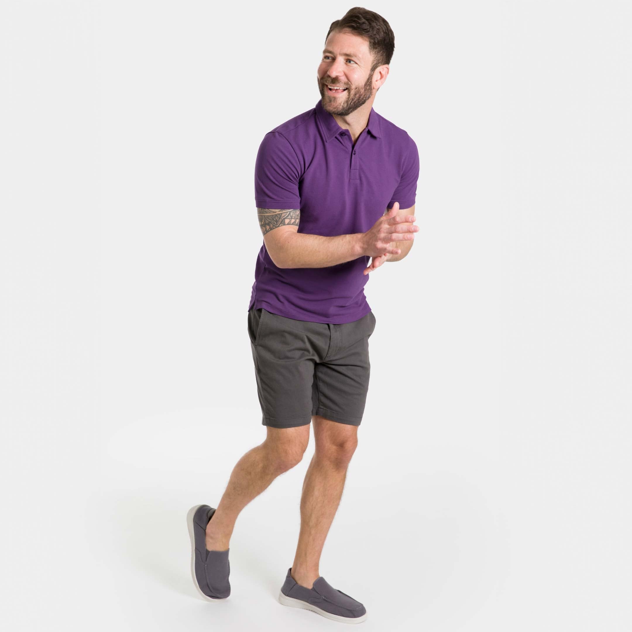 Ash & Erie Purple Pique Polo Shirt for Short Men