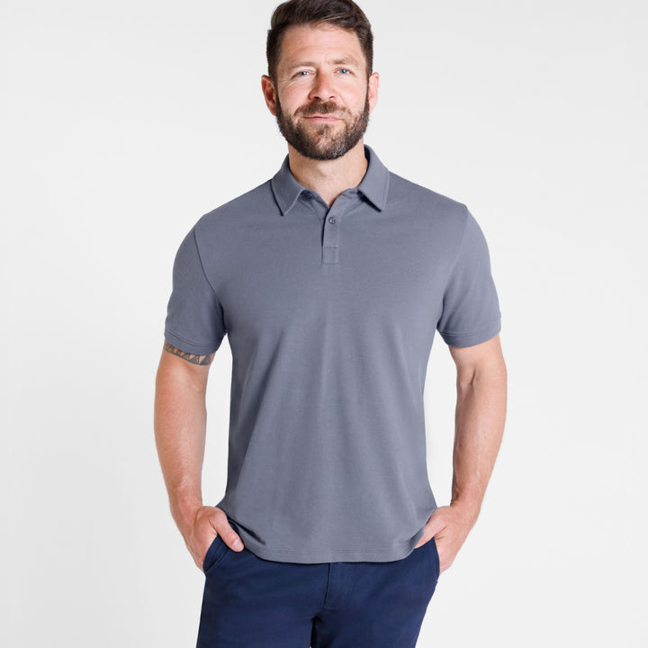 Ash & Erie Steel Pique Polo Shirt for Short Men   Short Sleeve Polo Shirt