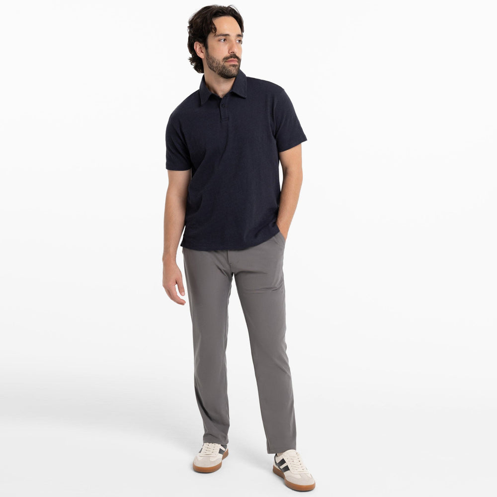 Ash & Erie True Navy Textured Polo Shirt for Short Men   Short Sleeve Polo Shirt