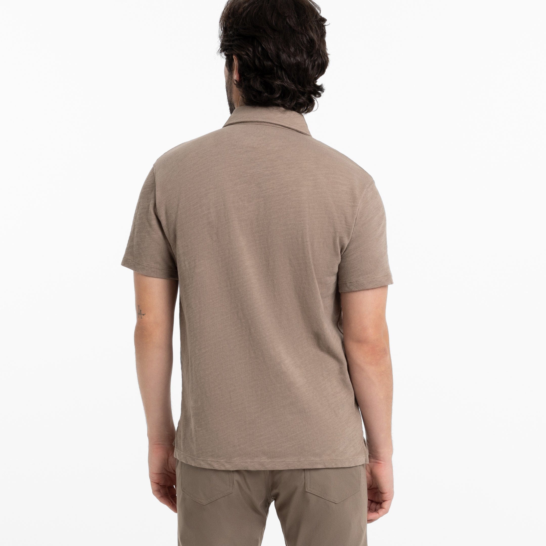 Ash & Erie Walnut Textured Polo Shirt for Short Men