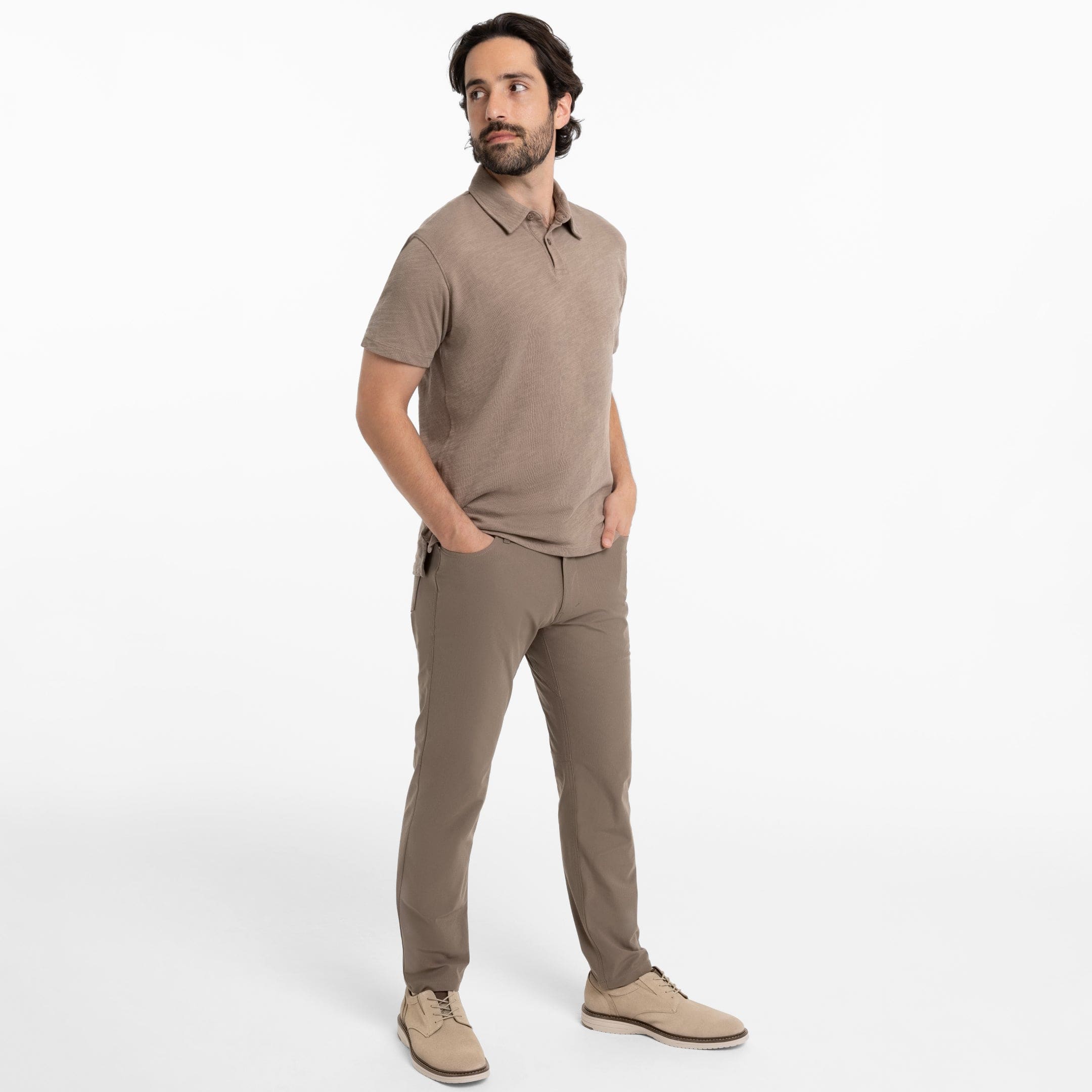 Ash & Erie Walnut Textured Polo Shirt for Short Men