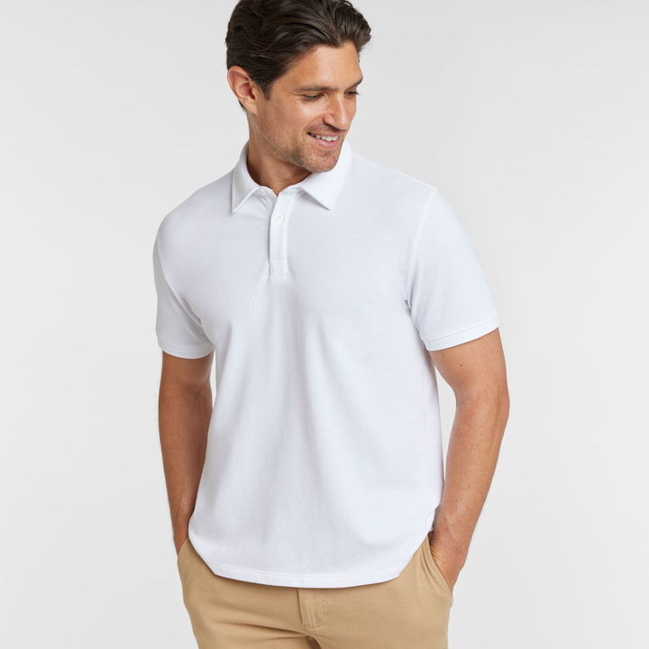 Ash & Erie White Pique Polo Shirt for Short Men   Short Sleeve Polo Shirt