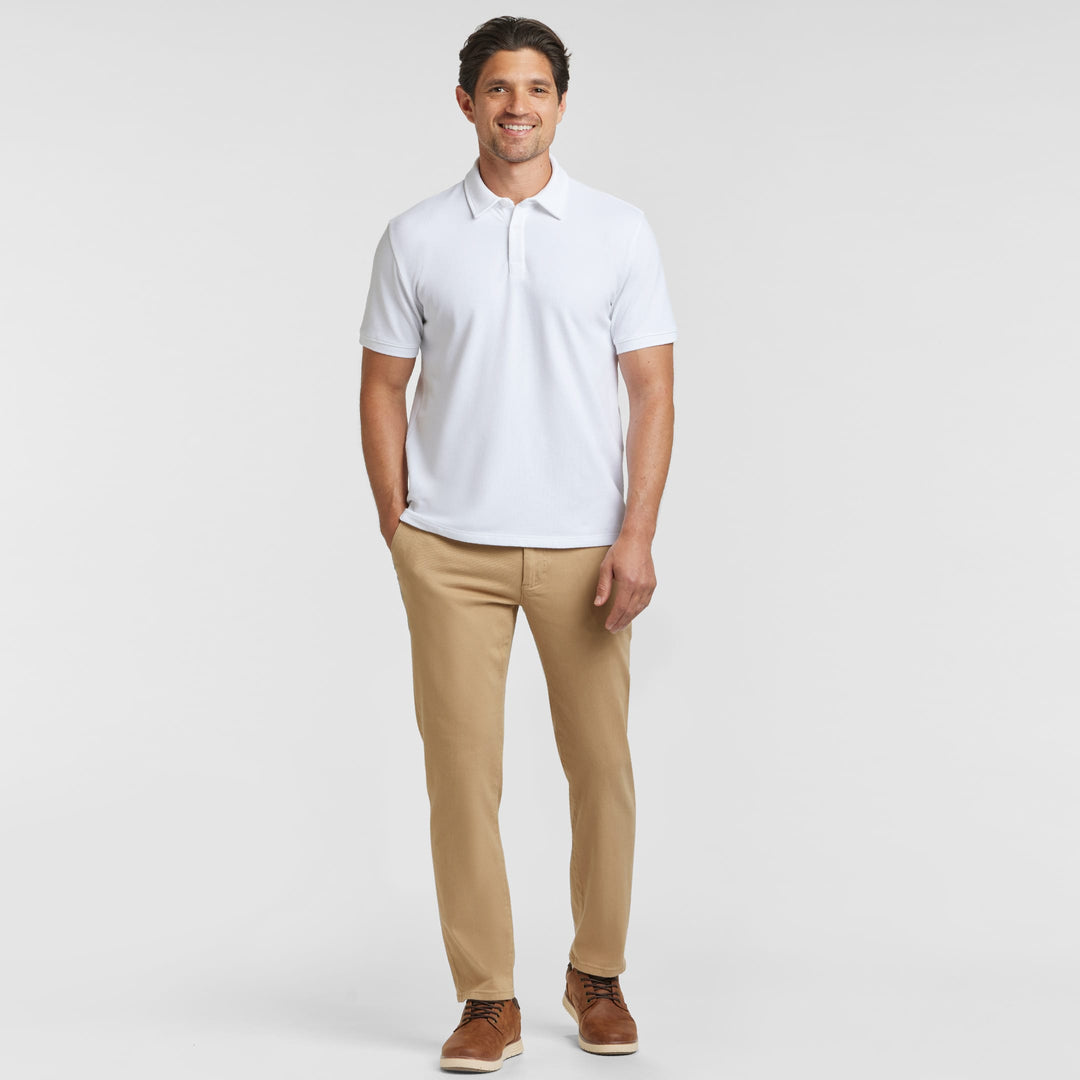 Ash & Erie White Pique Polo Shirt for Short Men   Short Sleeve Polo Shirt