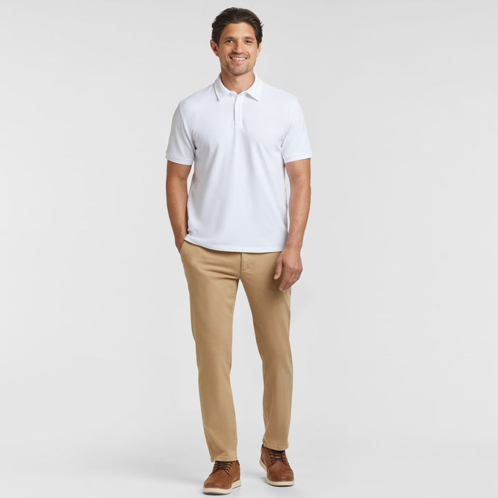 Ash & Erie White Pique Polo Shirt for Short Men   Short Sleeve Polo Shirt