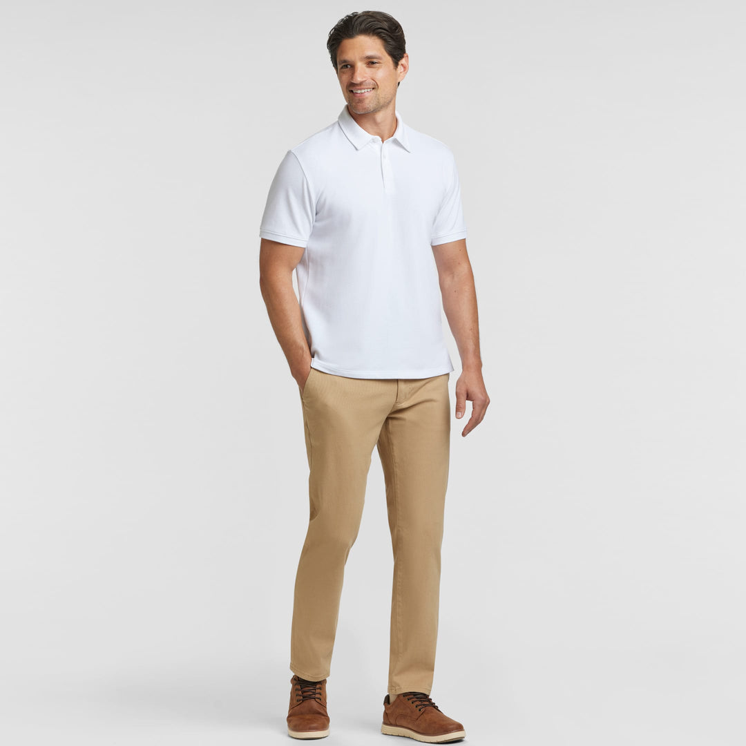 Ash & Erie White Pique Polo Shirt for Short Men   Short Sleeve Polo Shirt