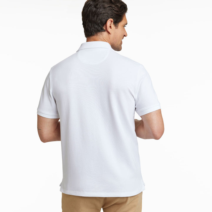 Ash & Erie White Pique Polo Shirt for Short Men   Short Sleeve Polo Shirt