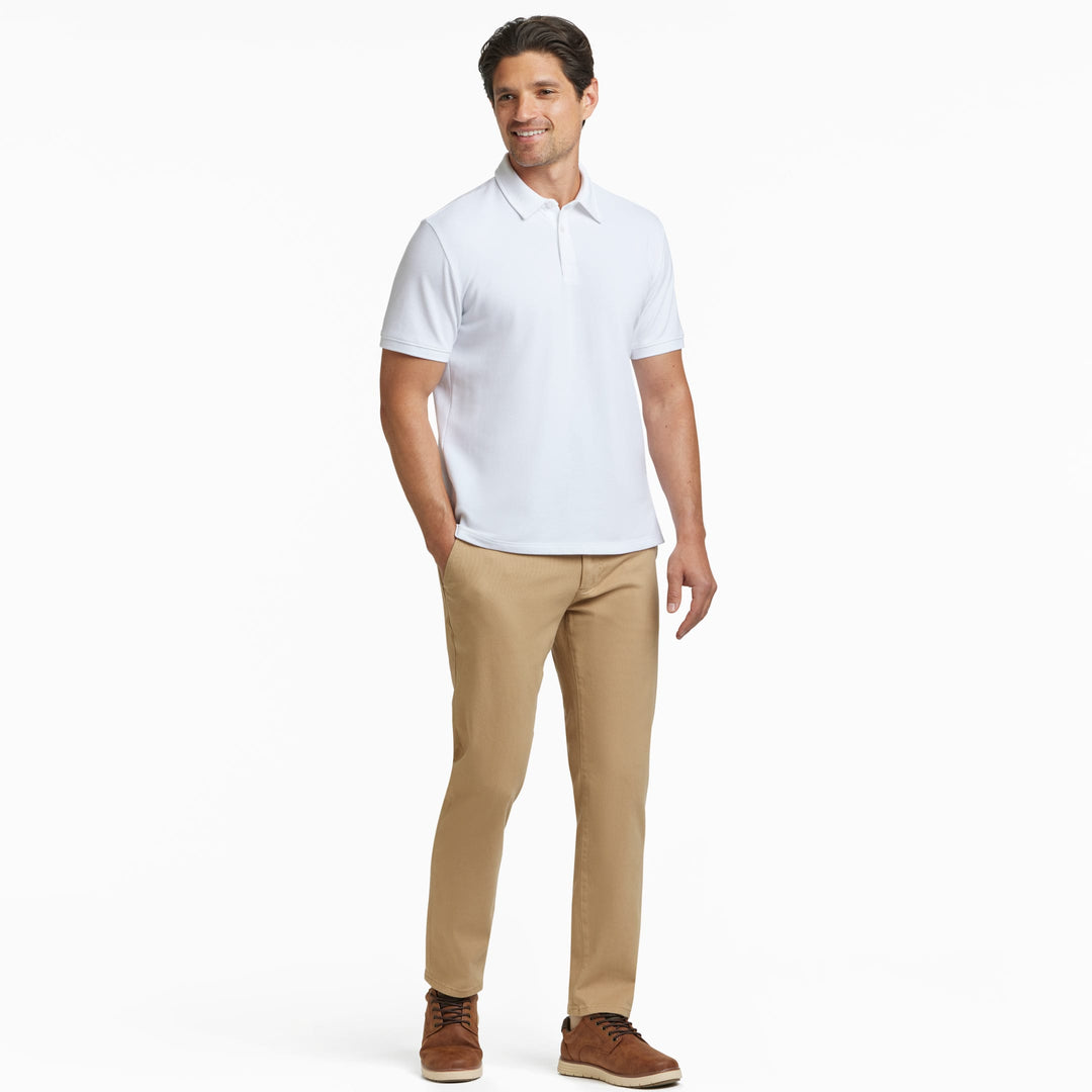 Ash & Erie White Pique Polo Shirt for Short Men   Short Sleeve Polo Shirt