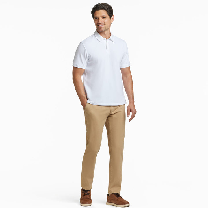 Ash & Erie White Pique Polo Shirt for Short Men   Short Sleeve Polo Shirt