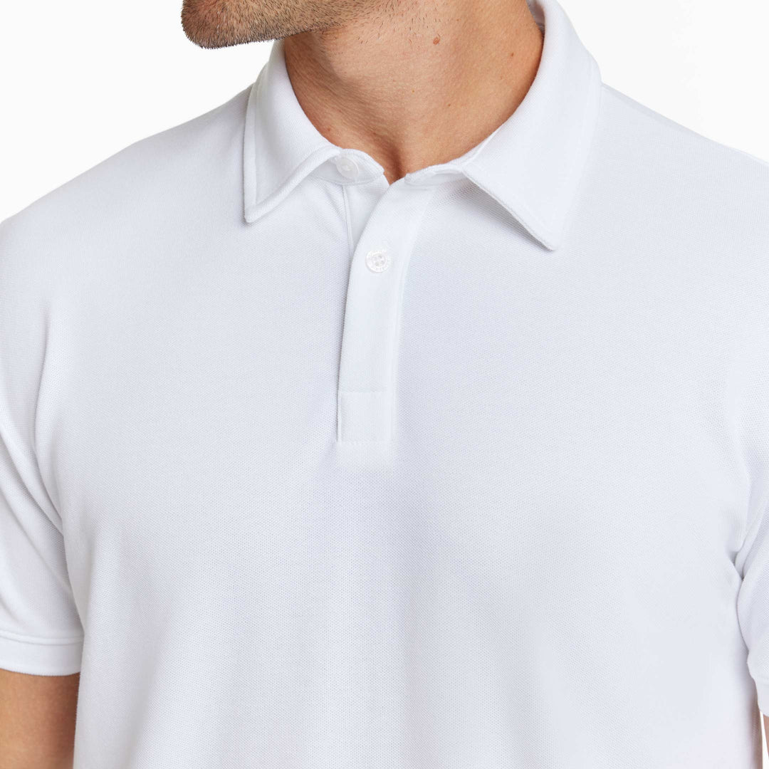 Ash & Erie White Pique Polo Shirt for Short Men   Short Sleeve Polo Shirt