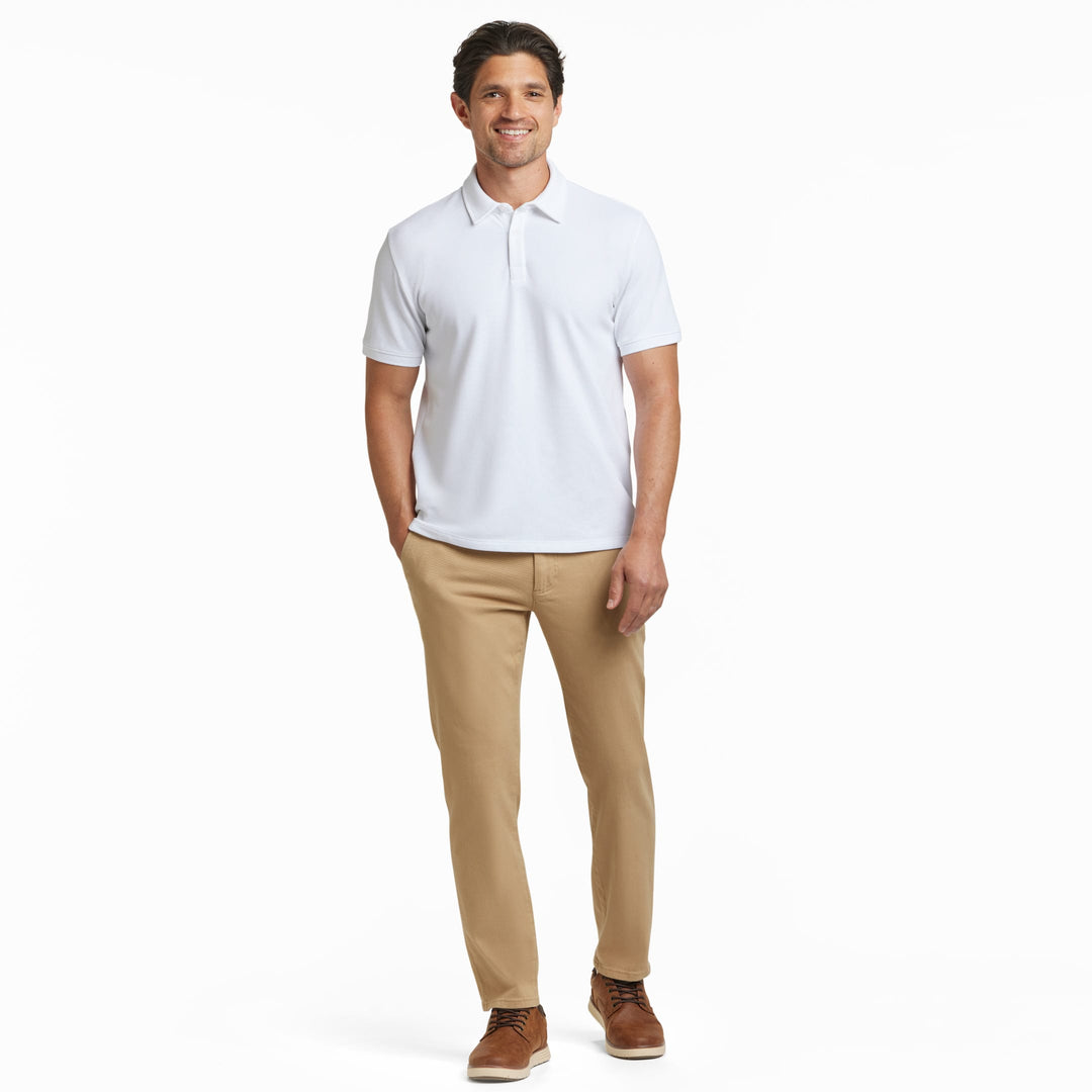 Ash & Erie White Pique Polo Shirt for Short Men   Short Sleeve Polo Shirt