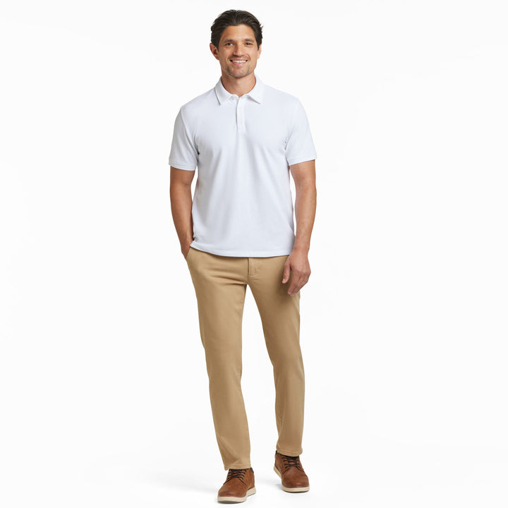Ash & Erie White Pique Polo Shirt for Short Men   Short Sleeve Polo Shirt