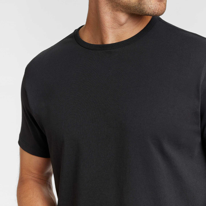 Ash & Erie Black Pima Cotton Crew Neck T-Shirt for Short Men   Short Sleeve Premium Tee