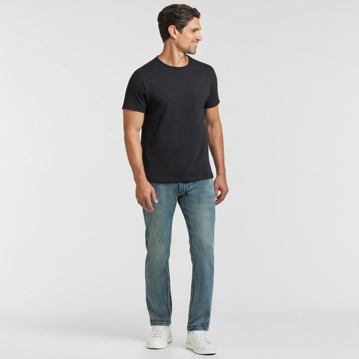 Ash & Erie Black Pima Cotton Crew Neck T-Shirt for Short Men   Short Sleeve Premium Tee