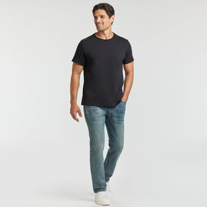 Ash & Erie Black Pima Cotton Crew Neck T-Shirt for Short Men   Short Sleeve Premium Tee
