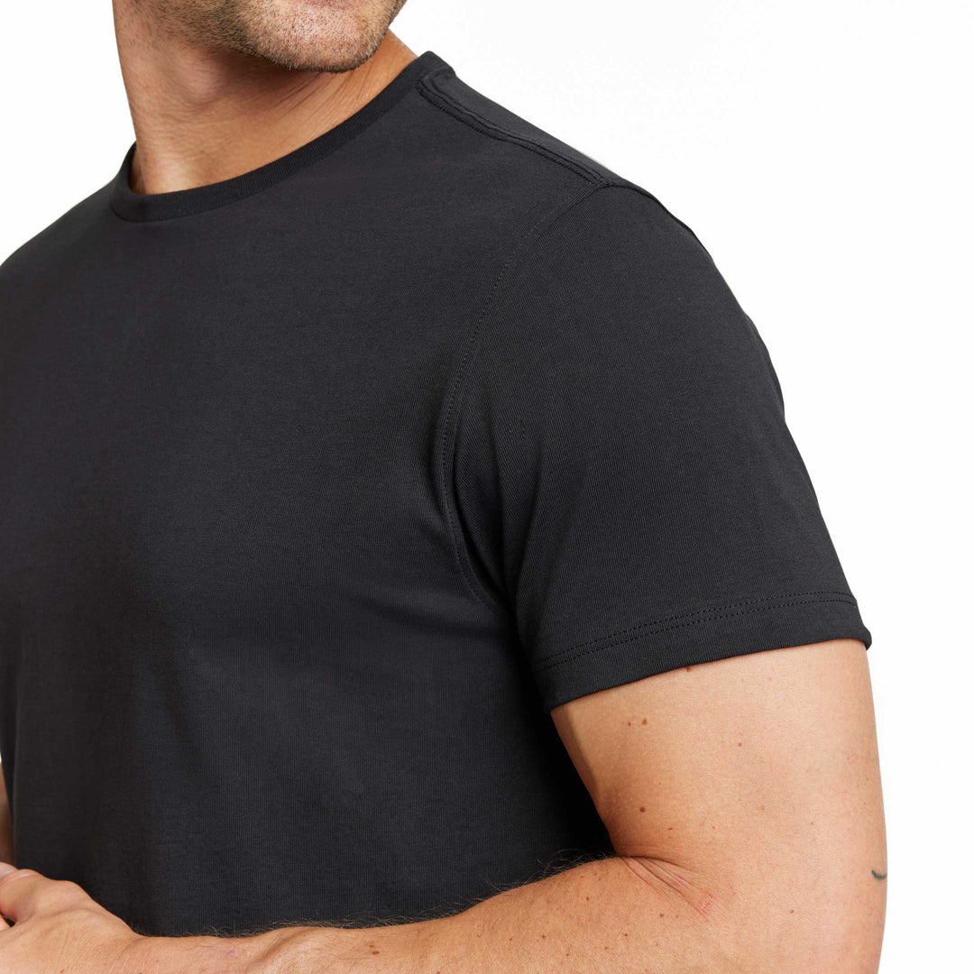 Ash & Erie Black Pima Cotton Crew Neck T-Shirt for Short Men   Short Sleeve Premium Tee