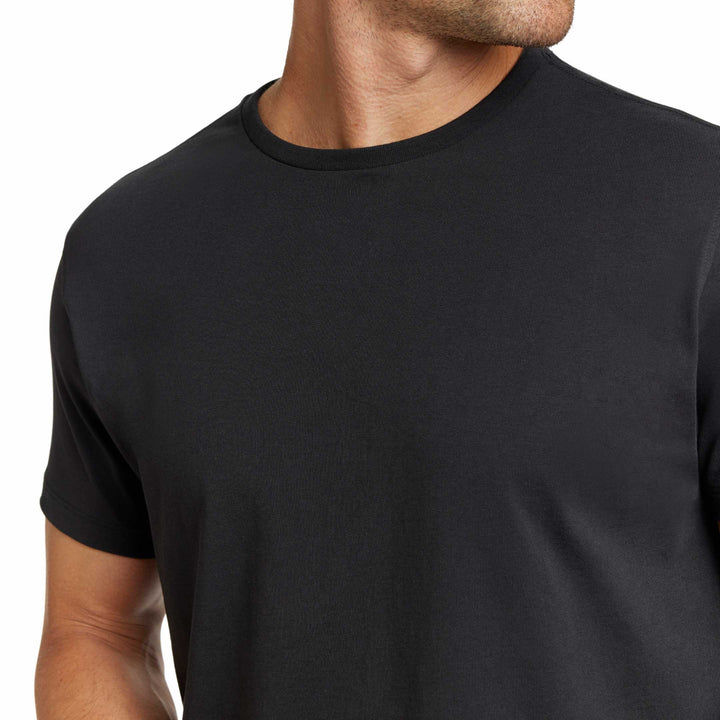 Ash & Erie Black Pima Cotton Crew Neck T-Shirt for Short Men   Short Sleeve Premium Tee