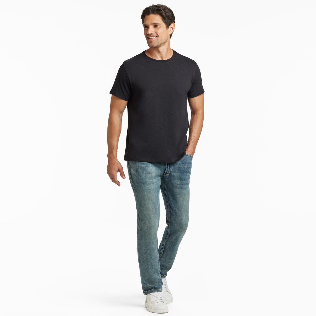 Ash & Erie Black Pima Cotton Crew Neck T-Shirt for Short Men   Short Sleeve Premium Tee