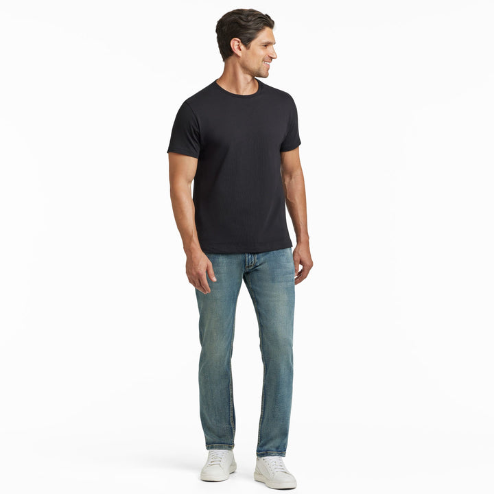 Ash & Erie Black Pima Cotton Crew Neck T-Shirt for Short Men   Short Sleeve Premium Tee