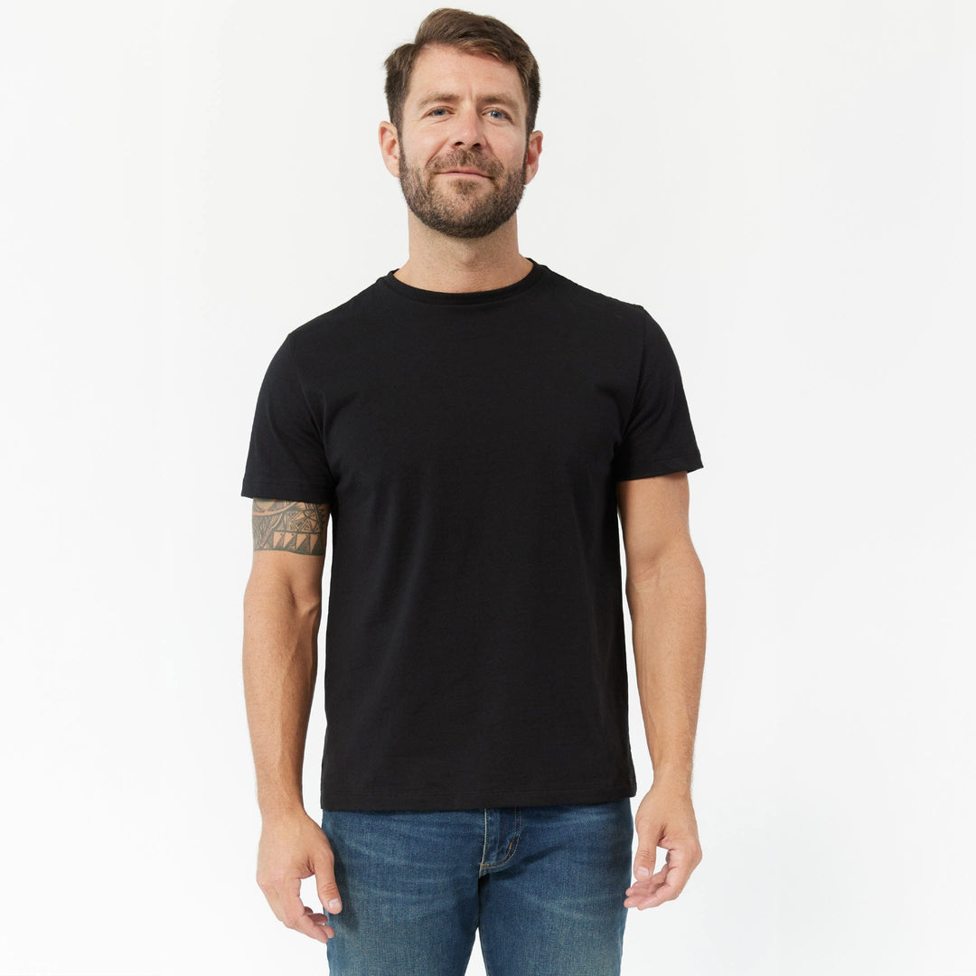Ash & Erie Black Pima Cotton Crew Neck T-Shirt for Short Men