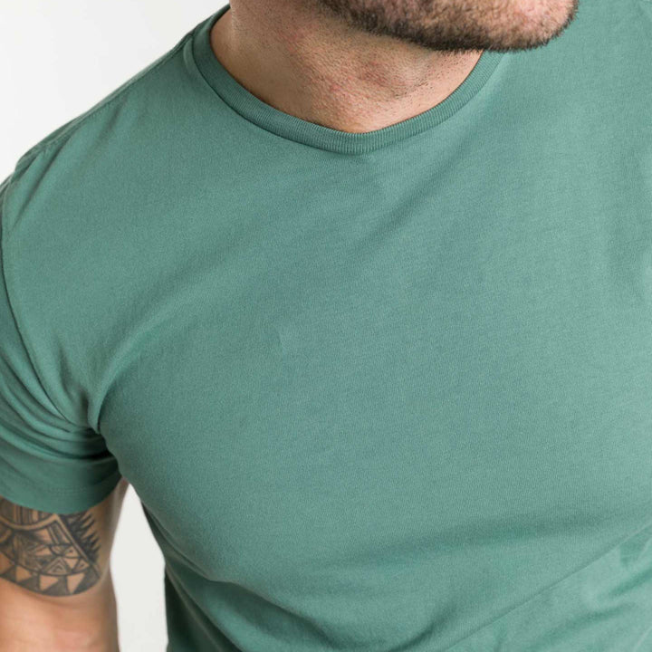 Ash & Erie Blue Green Pima Cotton Crew Neck T-Shirt for Short Men   Short Sleeve Premium Tee