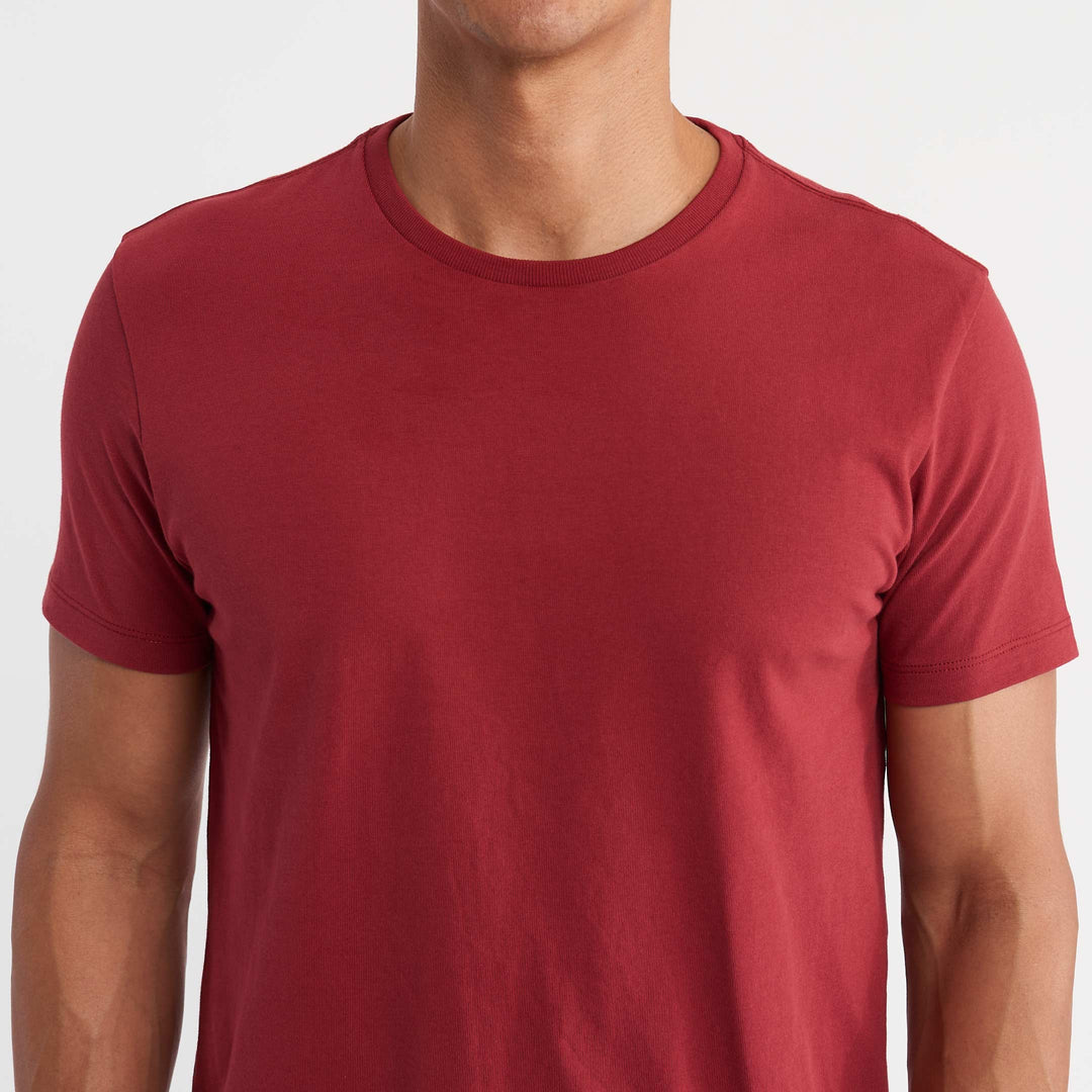 Ash & Erie Crimson Red Pima Cotton Crew Neck T-Shirt for Short Men   Short Sleeve Premium Tee