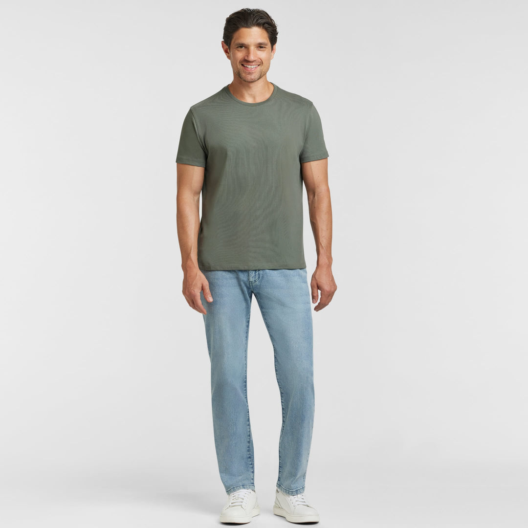 Ash & Erie Fieldstone Grey Pima Cotton Crew Neck T-Shirt for Short Men   Short Sleeve Premium Tee