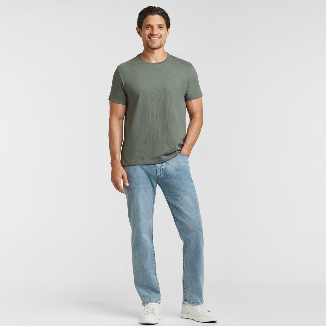 Ash & Erie Fieldstone Grey Pima Cotton Crew Neck T-Shirt for Short Men   Short Sleeve Premium Tee