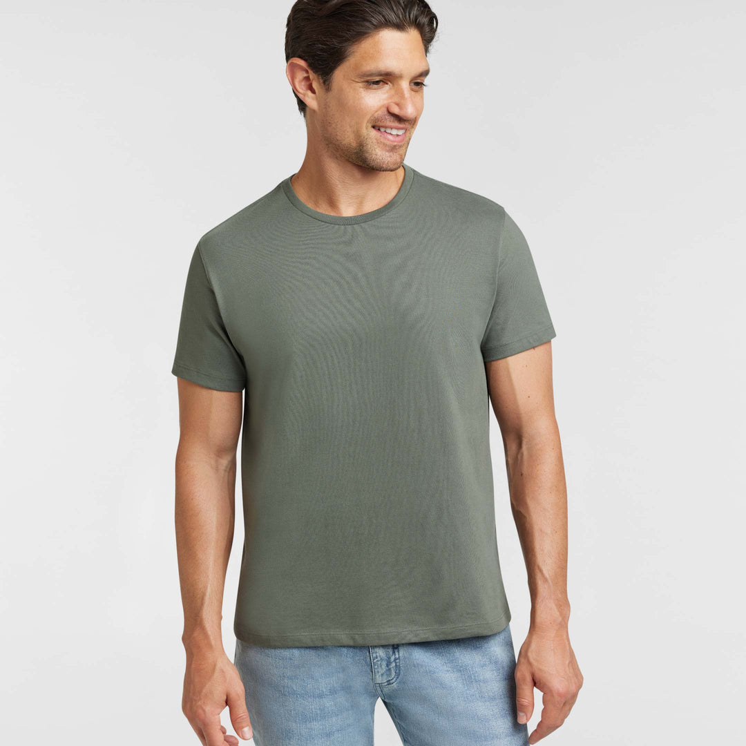 Ash & Erie Fieldstone Grey Pima Cotton Crew Neck T-Shirt for Short Men   Short Sleeve Premium Tee