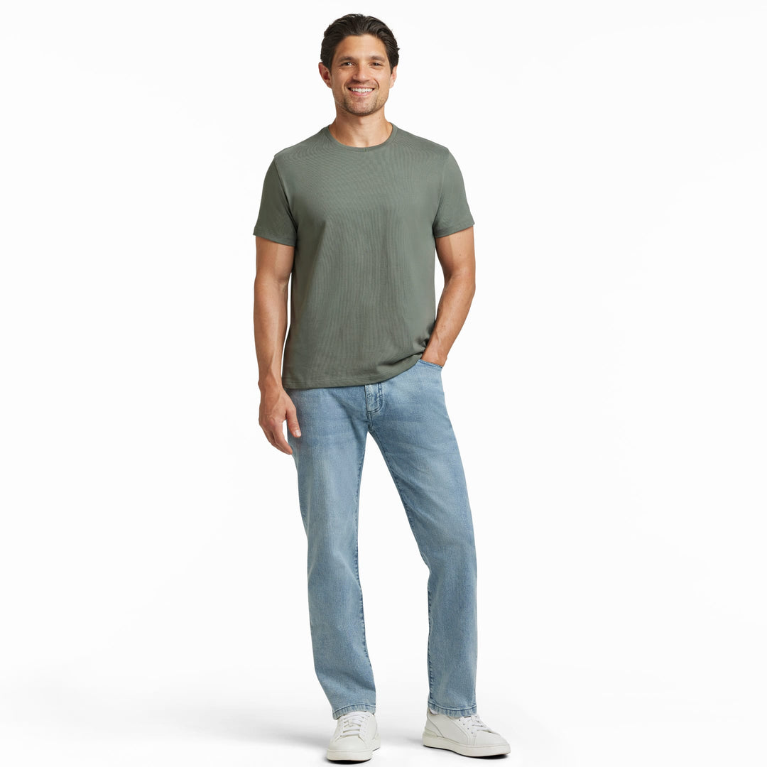 Ash & Erie Fieldstone Grey Pima Cotton Crew Neck T-Shirt for Short Men   Short Sleeve Premium Tee
