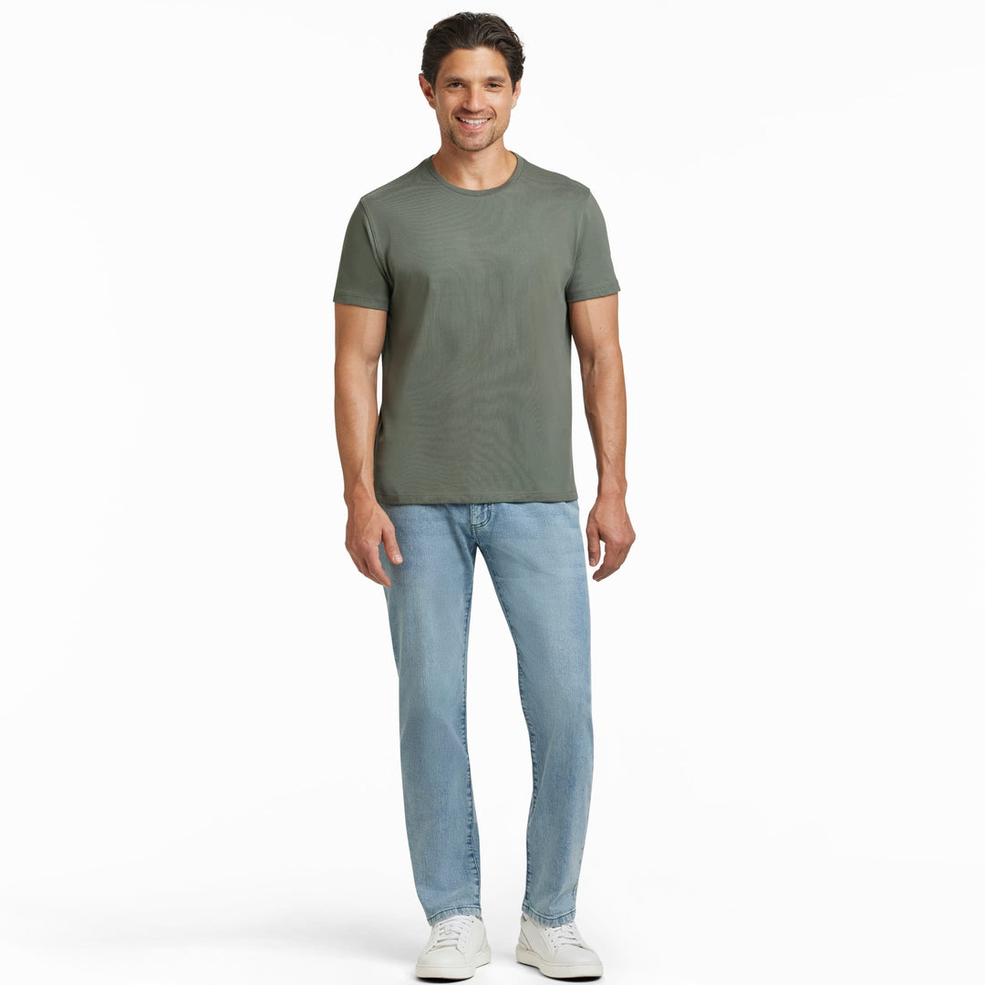 Ash & Erie Fieldstone Grey Pima Cotton Crew Neck T-Shirt for Short Men   Short Sleeve Premium Tee