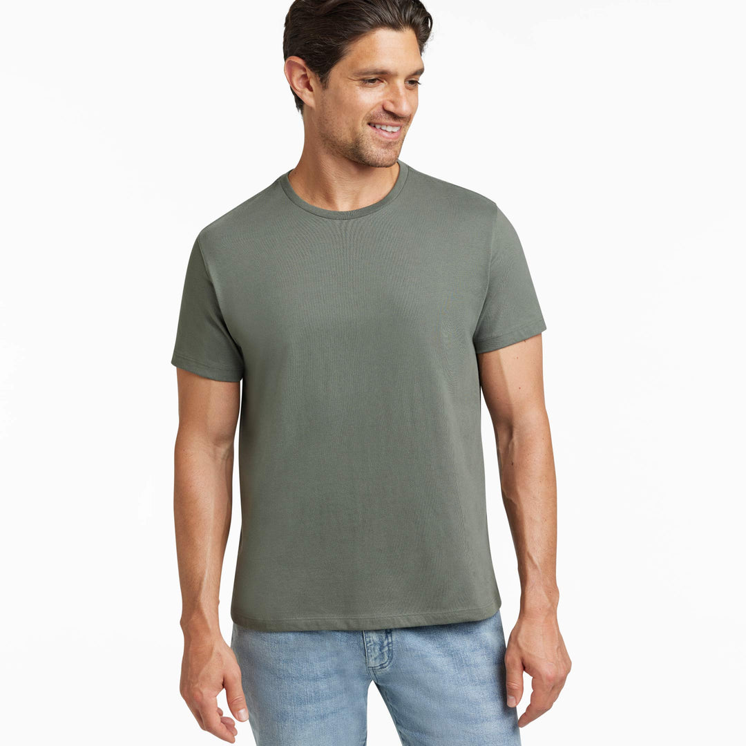 Ash & Erie Fieldstone Grey Pima Cotton Crew Neck T-Shirt for Short Men   Short Sleeve Premium Tee