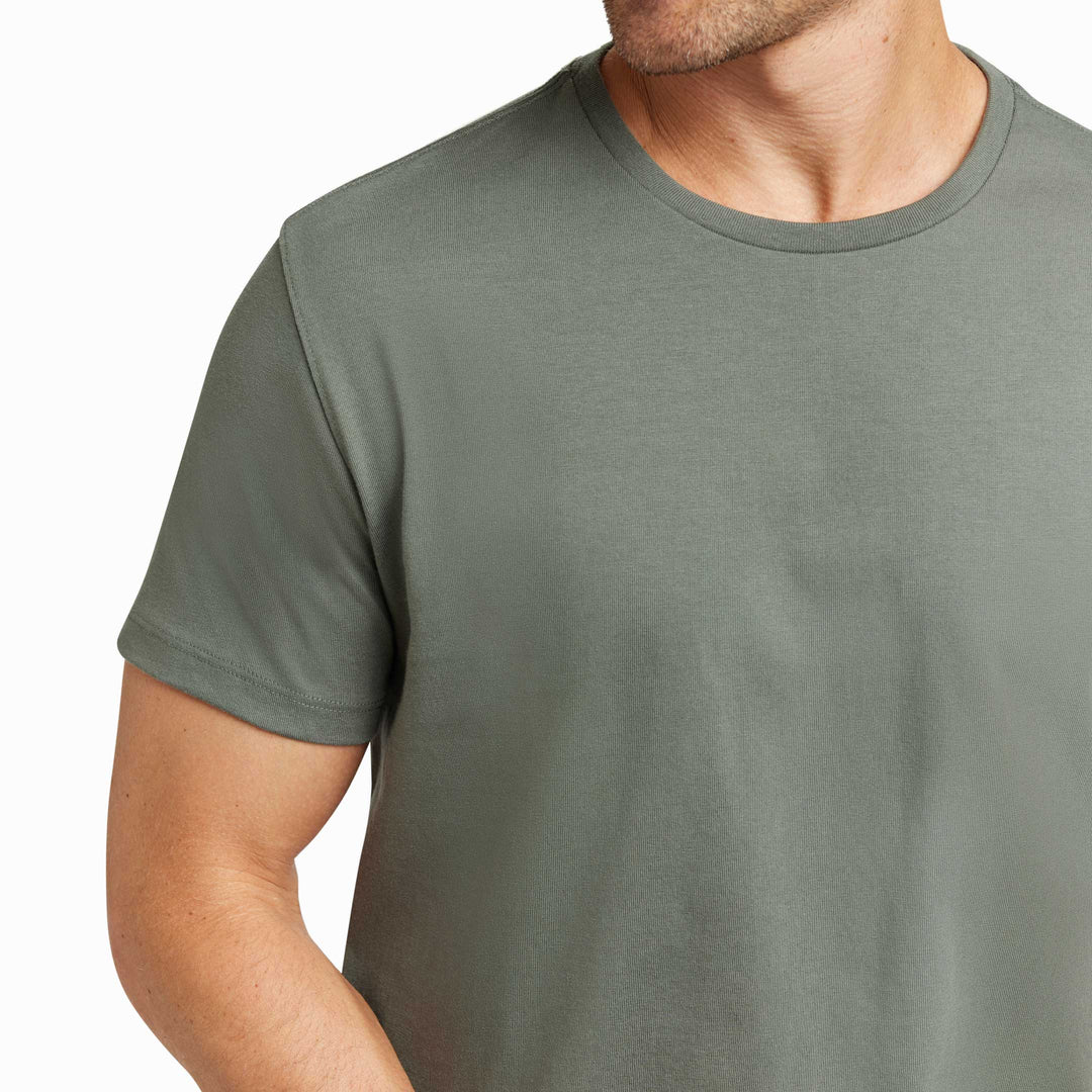 Ash & Erie Fieldstone Grey Pima Cotton Crew Neck T-Shirt for Short Men   Short Sleeve Premium Tee