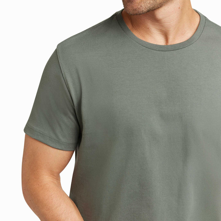 Ash & Erie Fieldstone Grey Pima Cotton Crew Neck T-Shirt for Short Men   Short Sleeve Premium Tee